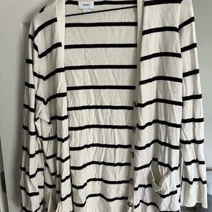 White and black striped cardigan
